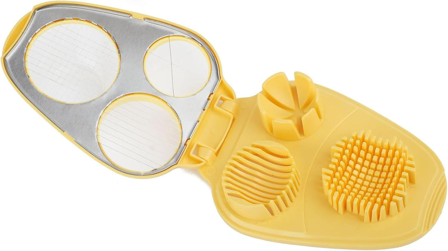 3 In 1 Egg Slicer for Hard Boiled Eggs,3 Slice Modes Egg Cutter,Stainless Steel Dicer for Strawberry Mushroom Grape Cherry, Multifunctional Food Cutter Slicer for Home Kitchen Chopper Gadgets (White)