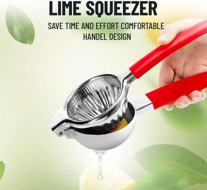 Lemon Squeezer Stainless Steel - Manual Citrus Juicer Large, Metal Lime Squeezer Hand Press, Orange Juice Extractor with Non-Slip Grip, Dishwasher Safe - TUISWO (Silver/Black)