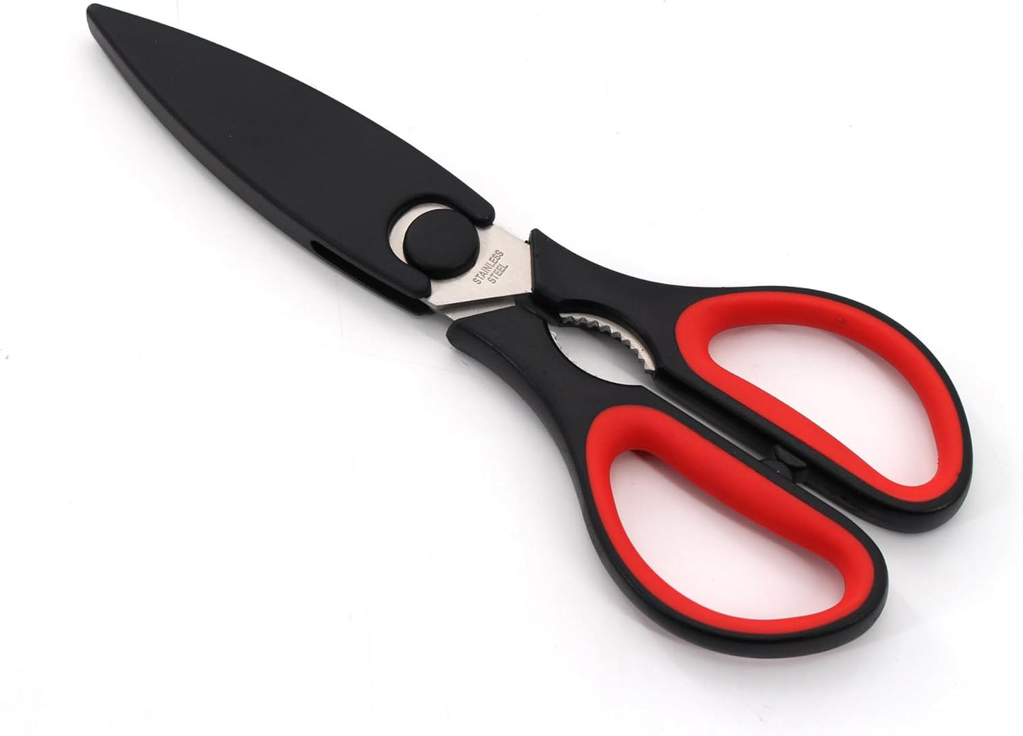 Herb Scissors & Kitchen Scissor Set - Multipurpose Stainless Steel 5 blades Herb Shears, Heavy Duty Meat, Poultry, Food Cooking Scissors, Dishwasher Safe - 2 Pack (Red and Black)