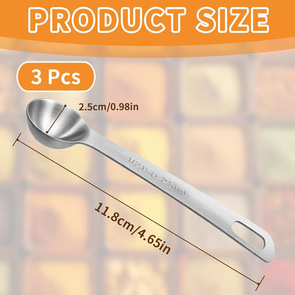 3 Pcs Stainless Steel Measuring Spoons – 5ml/1 Tsp Short Handle Scoops for Baking, Liquid Ingredients & Tea, Soup & Kitchen Cooking