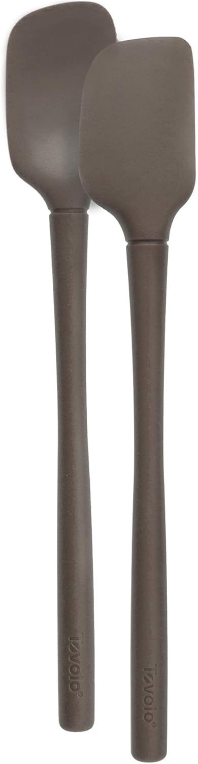 Tovolo Flex Core Mini Silicone Spatula Spoonula Set of 2 for Cast Iron Non Stick Cooking & Baking, Dishwasher Safe Spatula & Spoonula Silicone Heat Resistant BPA Free Kitchen Utensil, Charcoal Gray