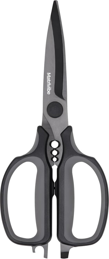 Heavy Duty Kitchen Shears, All Purpose Herb and Kitchen Scissors for food,Japanese 420J2 Stainless Steel,Titanium Coated, Detachable Blades and Soft TPR Handle,Dishwasher Safe