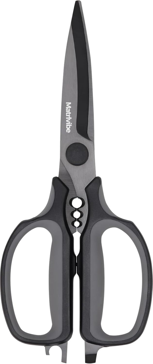 Heavy Duty Kitchen Shears, All Purpose Herb and Kitchen Scissors for food,Japanese 420J2 Stainless Steel,Titanium Coated, Detachable Blades and Soft TPR Handle,Dishwasher Safe