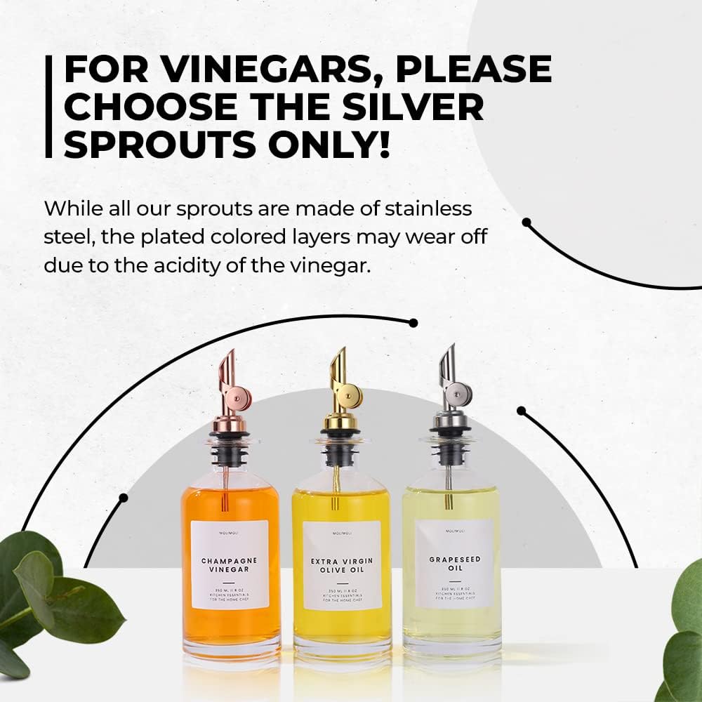 Molimoli - Premium Olive Oil Dispenser Bottles for Kitchen with Pourer - Oil and Vinegar Dispenser Set, Glass Dispenser for Kitchen, Dispenser Bottle of 350ml - Set of 2