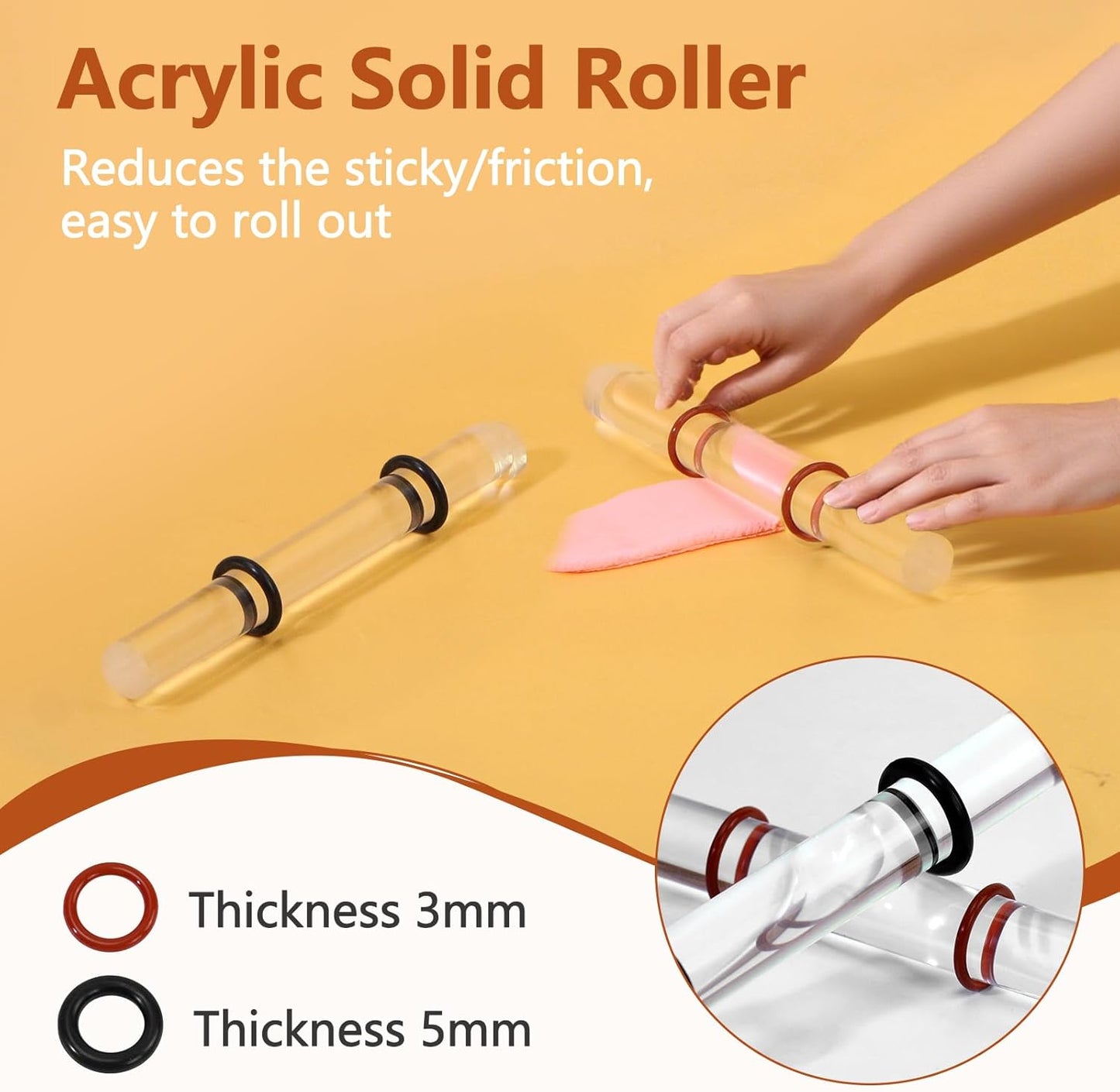 Polymer Clay Cutter Tools, Acrylic Roller Pin, 5 Pieces Flexible Clay Cutters, Ceramic Cutters Slicer Kit Clear Rectangle Sheet Press Board Wire Texture Set Needle Detail Modelling Supplies