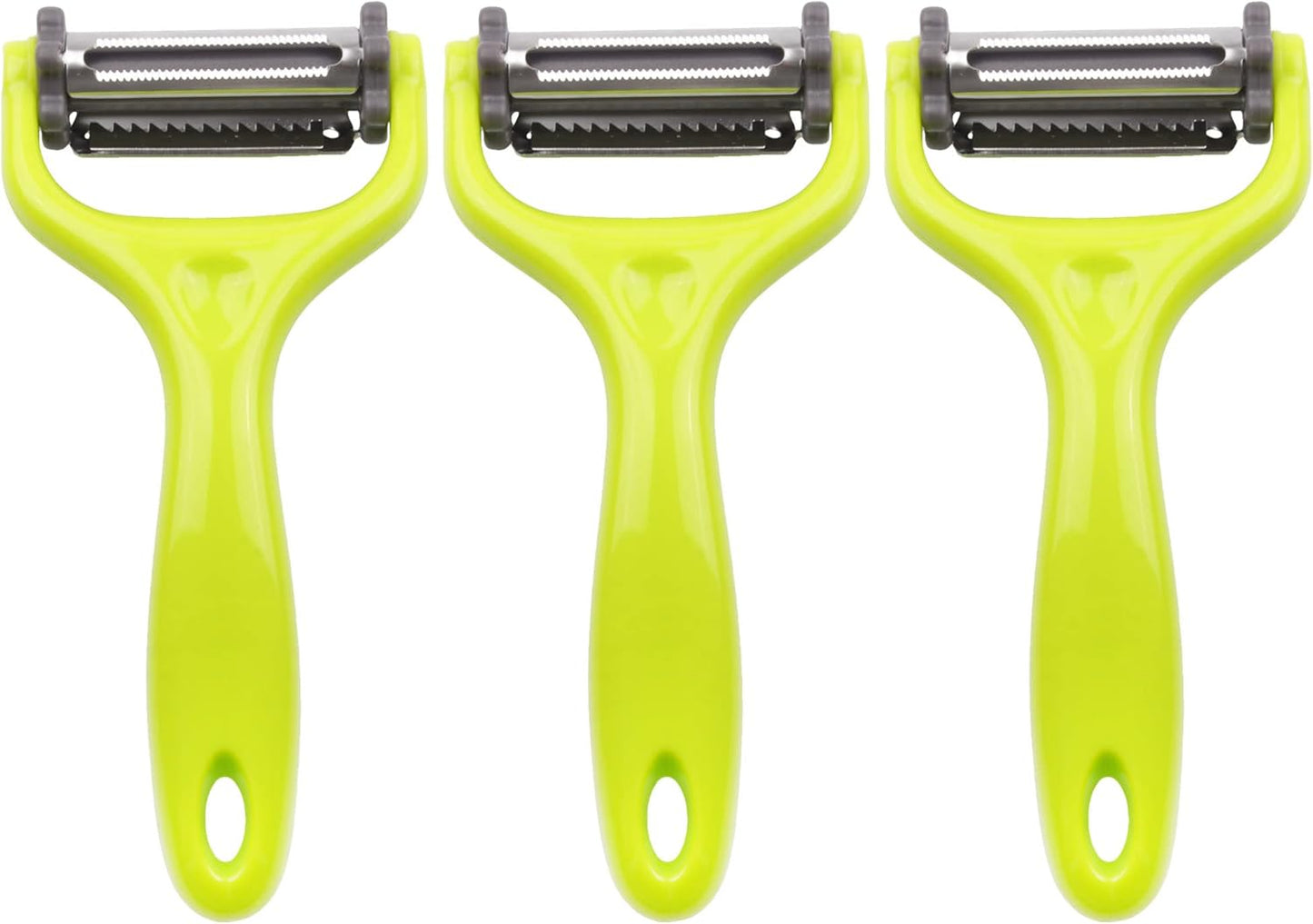 Y Shape 3-in-1 Serrated, Straight, Julienne Swiveled Multi-Blade Peeler - Green - 1 Peeler