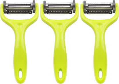 Y Shape 3-in-1 Serrated, Straight, Julienne Swiveled Multi-Blade Peeler - Green - 1 Peeler