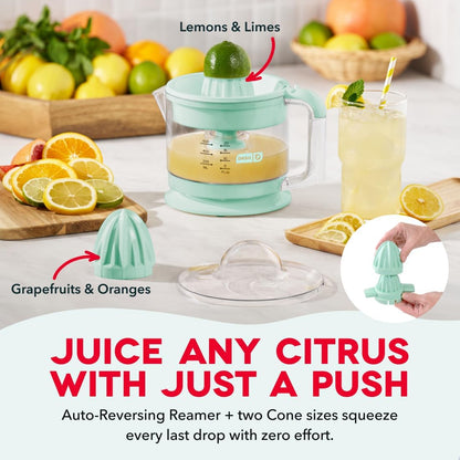 Dash Dual Electric Citrus Juicer Machine - Orange Juicer and Lemon Squeezer with Auto-Reversing Reamer, Adjustable Pulp Control, Mess-Free Spout, 20 oz Juice Container-Lime Squeezer for Home-White