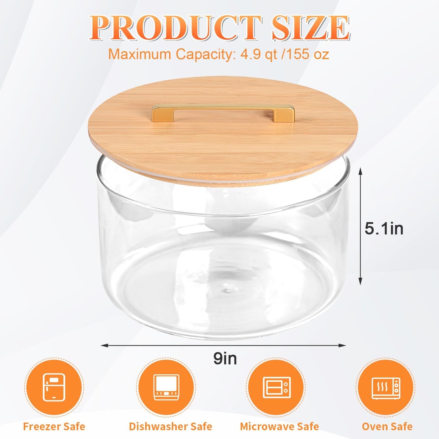 LOVYANXUE Large Salad Bowl, 10 inch Trifle Bowl with Sealed Lid, Versatile Mixing and Serving Bowl for Laying Ice Cream, Cake, Salad, Fruit, Baking, Dessert and Party Diy, Microwave Safe