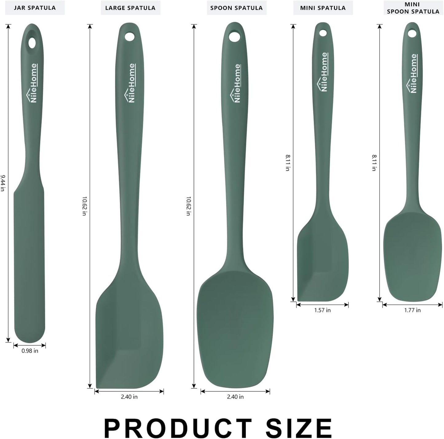 NileHome Silicone Spatula Set, 6 Pieces Food Grade Kitchen Utensils with Silicone Brush Heat Resistant Up to 600°F Dishwasher Safe BPA-Free Rubber Spatula for Scraping, Baking, Cooking, Mixing-Black