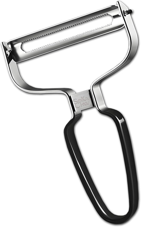 Larger Wide Mouth Kitchen Vegetable Peelers Cabbage Peeler (Serrated Y- Peeler) (Red)
