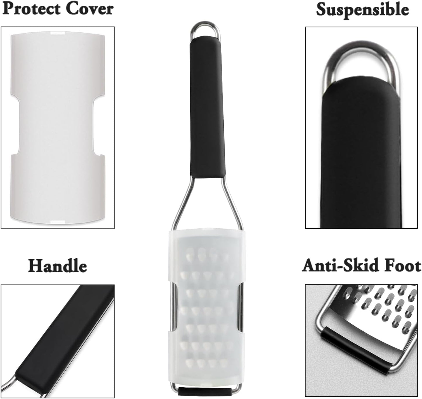 Cambom Lemon & Citrus Zester, Cheese Graters with Stainless Steel Sharp Blade for Parmesan Cheese, Ginger, Garlic, Nutmeg, Chocolate, Vegetables, Fruits, Dishwasher Safe Shredder Fine Blade