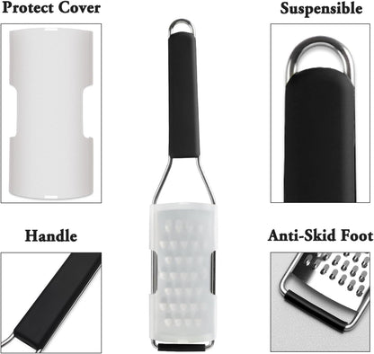 Cambom Lemon & Citrus Zester, Cheese Graters with Stainless Steel Sharp Blade for Parmesan Cheese, Ginger, Garlic, Nutmeg, Chocolate, Vegetables, Fruits, Dishwasher Safe Shredder Fine Blade