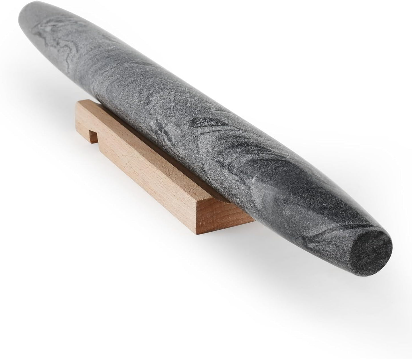 Koville African Natural Marble Rolling Pin, Non-Stick Polished Dough Roller, Pasta, Dumpling, Fondant, Pie Crust, Bread, Pizza Dough, Kitchen Baking Pastry Tools with Mat/Scraper（Namib Fantasy）