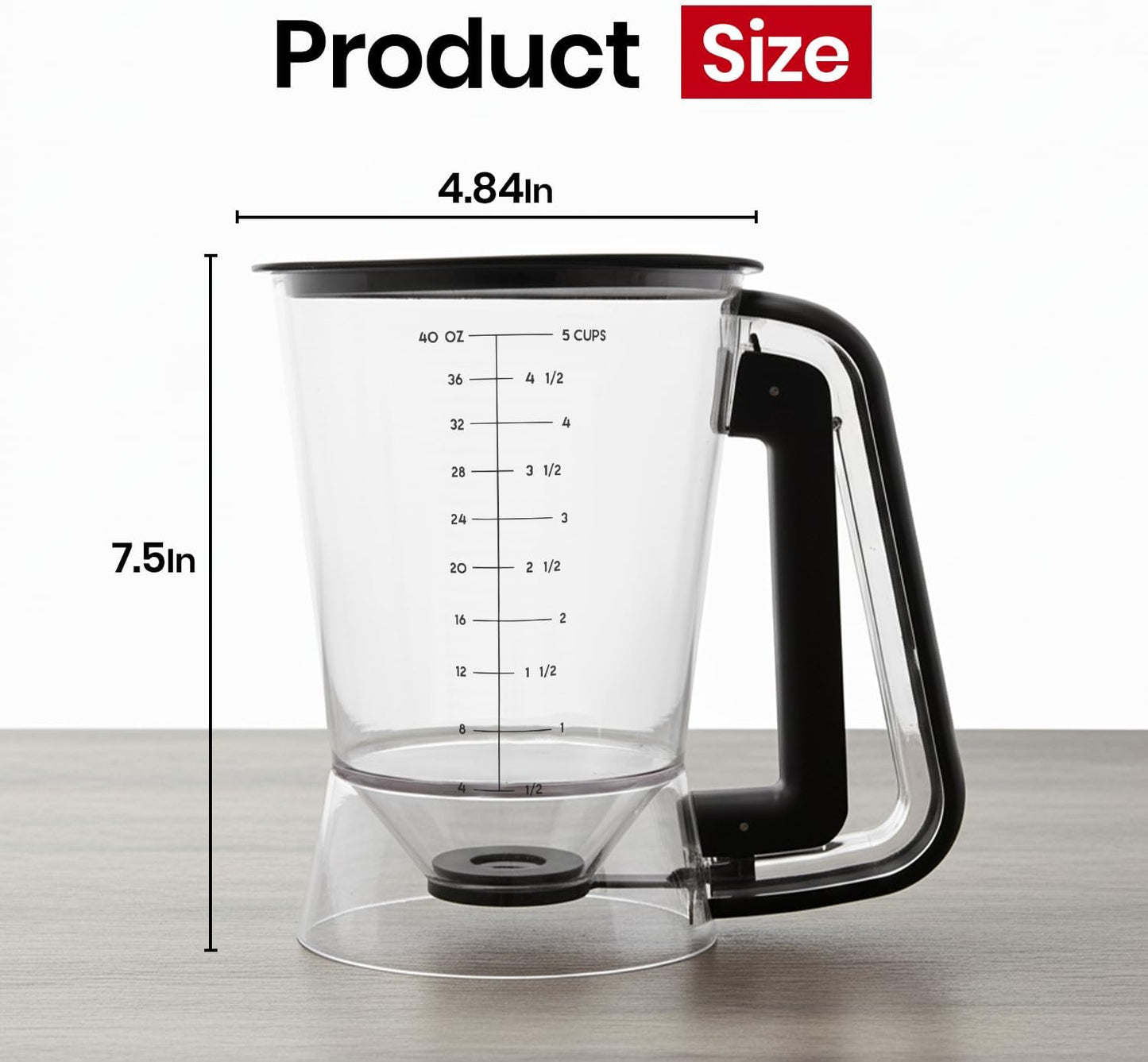 Eggssentials - Pancake Batter Dispenser with 5-Cup Capacity - Waffle Batter Dispenser for Pancakes, Cupcakes & Crepes, Easy-Squeeze Handle, Dishwasher Safe - Black Pancake Dispenser