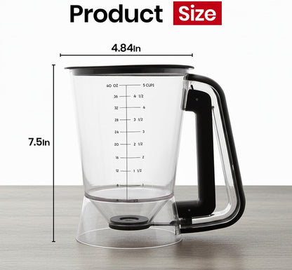 Eggssentials - Pancake Batter Dispenser with 5-Cup Capacity - Waffle Batter Dispenser for Pancakes, Cupcakes & Crepes, Easy-Squeeze Handle, Dishwasher Safe - Black Pancake Dispenser