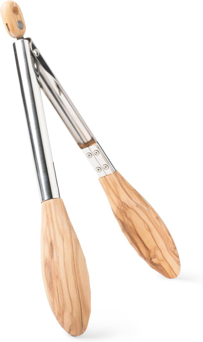 Salt & York 11-Inch Olive Wood Tongs, Long Handle Kitchen Tongs for Cooking, Salad, Pasta, and Grilling, Farmhouse Style Kitchen & Cookware, Ideal for Entertaining, Wedding and Housewarming Gift