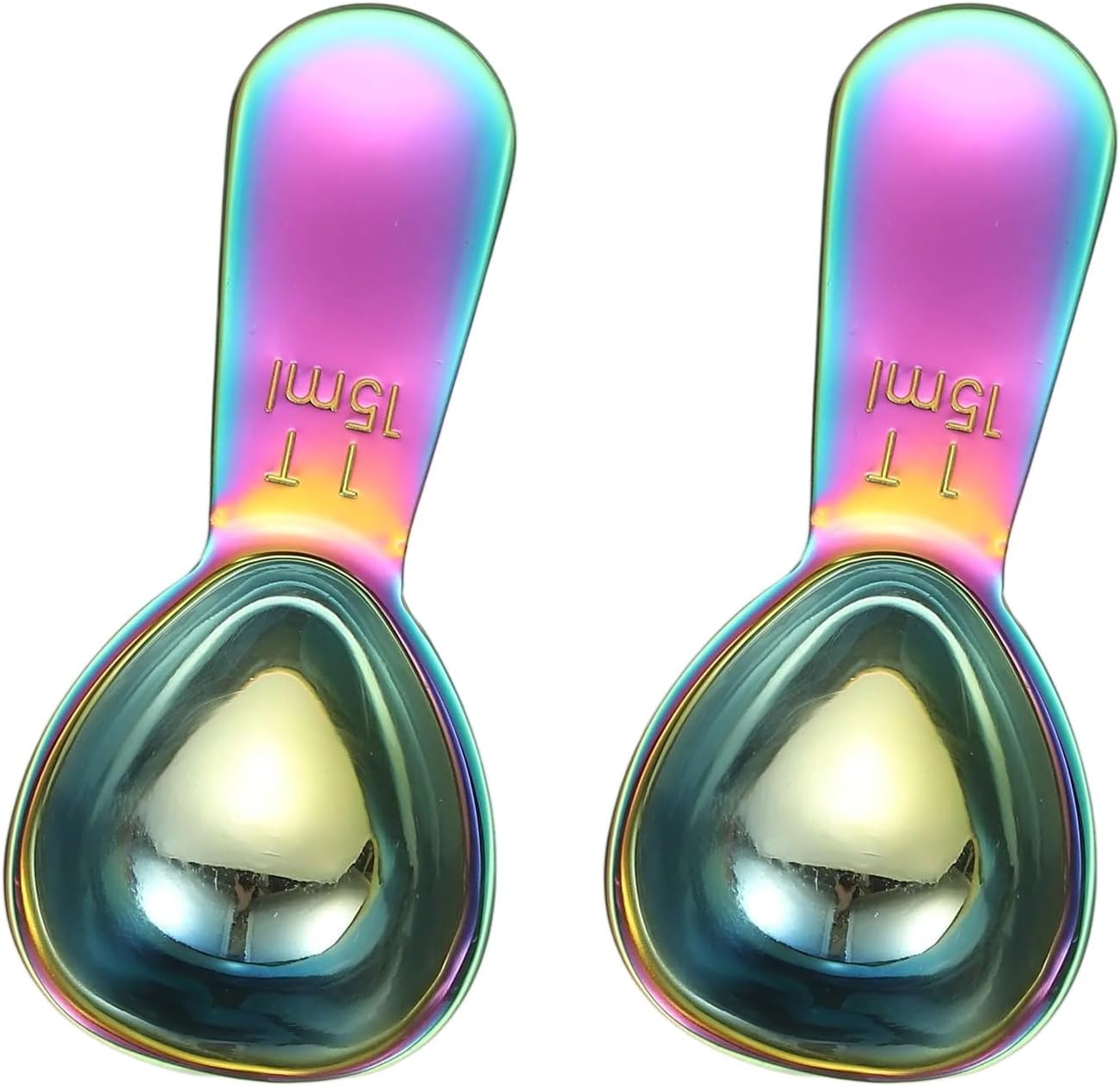 uxcell 2Pcs Stainless Steel Coffee Scoop, 15ml Short Handle Measuring Spoon for Ground Coffee Tea Sugar Kitchen Gifts, Rose gold