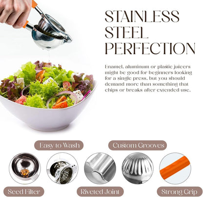 Bellemain Citrus Juicer | Metal Lemon Squeezer | Lime and Lemon Juicer Stainless Steel with Silicone Handles | Manual Juicer, Citrus Squeezer, Hand Held Juicer | Bar Juicer for Bartender (White)