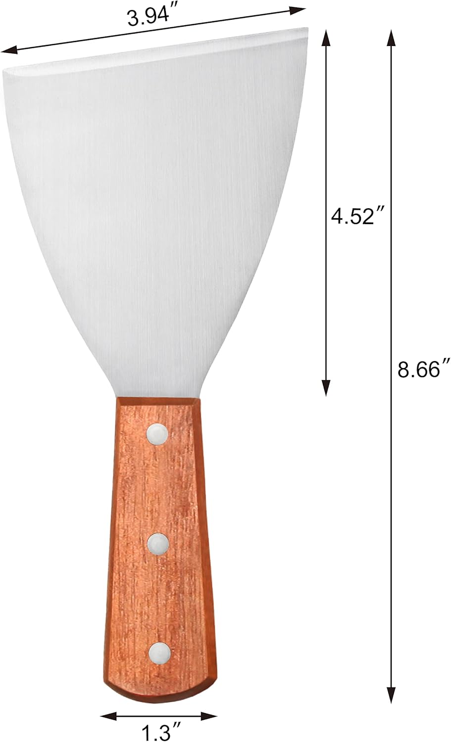 New Star Foodservice Stainless Steel Slant Edge Grill Scraper with Wood Handle, 4 x 8.5 Inch Restaurant Grade Griddle Scraper, Flat Top Scraper, Grill Cleaning Tool