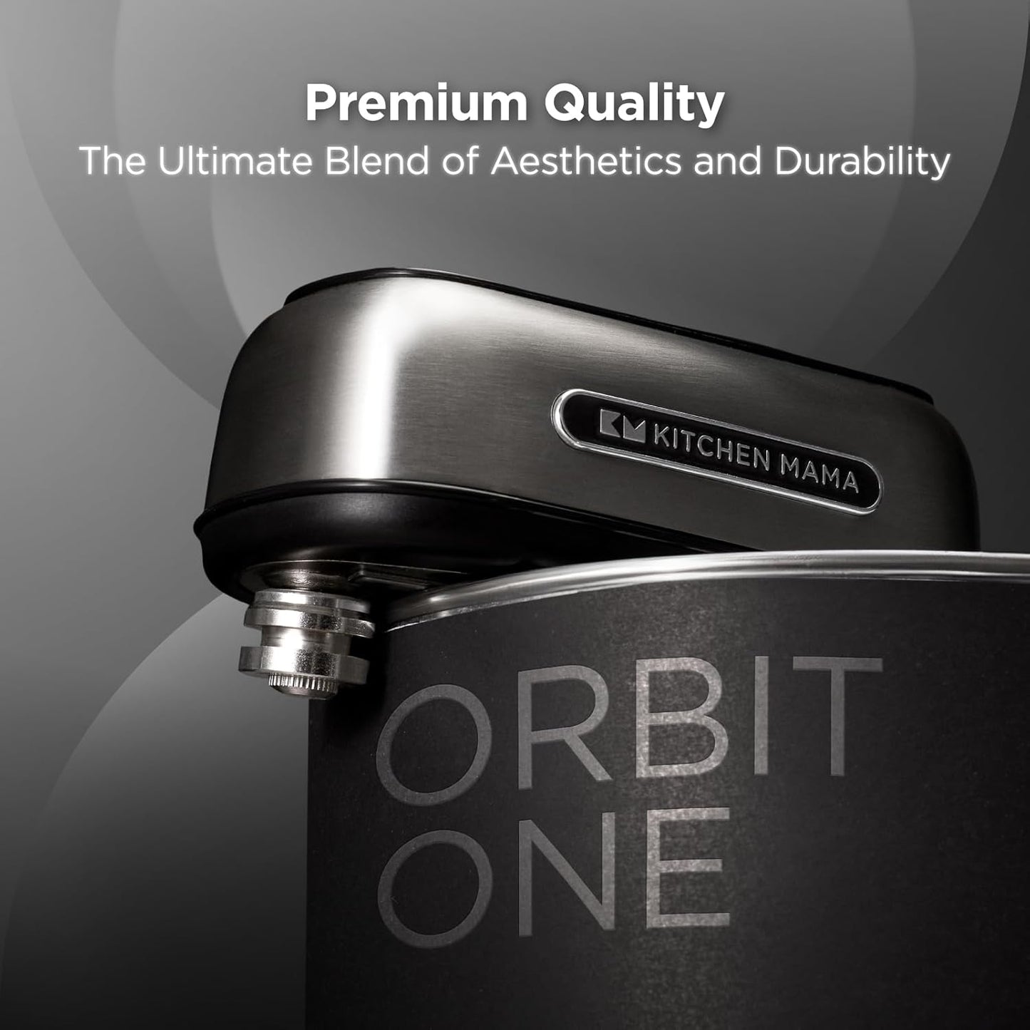 Kitchen Mama Orbit One Rechargeable Electric Can Opener: Hands-free, USB-C Charging, Automatic Stop, Smooth Edge, Safety, Blade for Large Cans, Heavy Duty, Soda and Pop Can, with Storage Box (White)