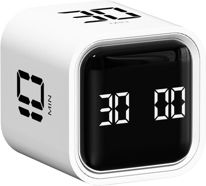 Cube Pomodoro Timer, Desk Productivity Timer 5/10/30/60 Minutes & Custom Countdown, Adjustable & Silent Visual Timer, ADHD Tool Flip Rotating Portable Multi Timers for Study Task Work Kitchen School