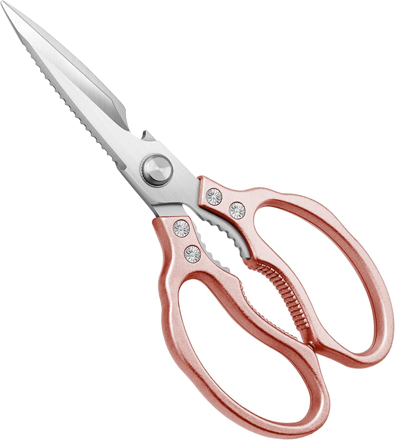 CGBE Kitchen Scissors, Multi-Purpose Kitchen Shears, Heavy Duty Dishwasher Safe Food Scissors for Chicken, Poultry, Fish, Meat & Herbs with Non-Slip Grips - Sliver