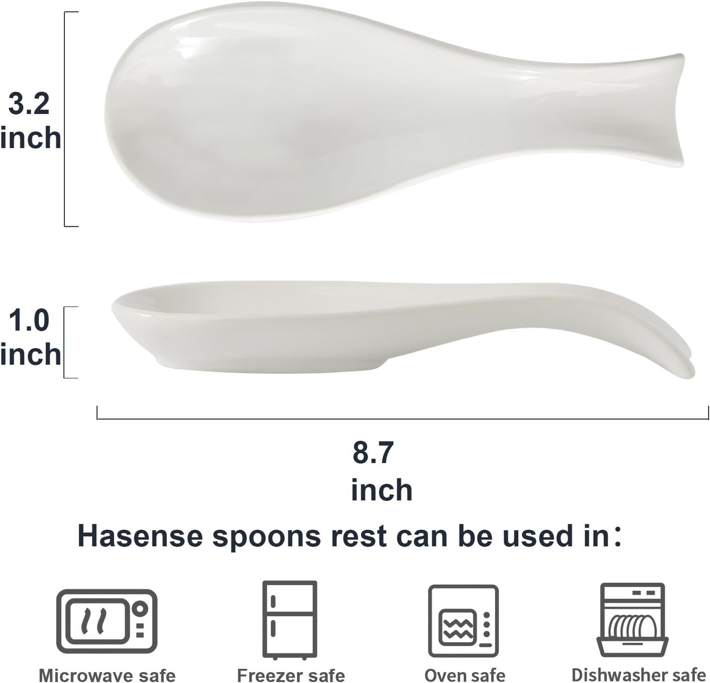 Spoon Rest for Stove Top, Ceramic Large 8.7 Inch Spoon Holder for Kitchen Counter, Porcelain Utensil Rest for Ladle, Spatula, Housewarming Gifts, Dishwasher Safe and Heat-Resistant, Blue(1 PC)