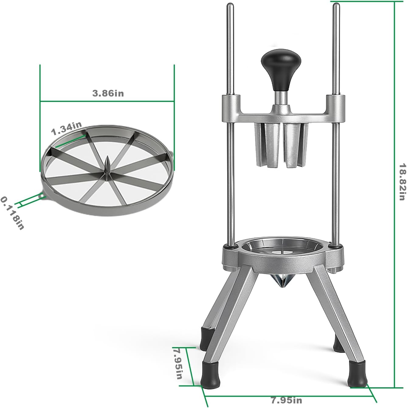 Commercial Easy Wedger Lemon Cutter Fruit Orange Lime Slicer 8 Section 304 Stainless Steel Blade Vegetable Tomatoe Potatoe Chopper Dicer for Home Bar Restaurant