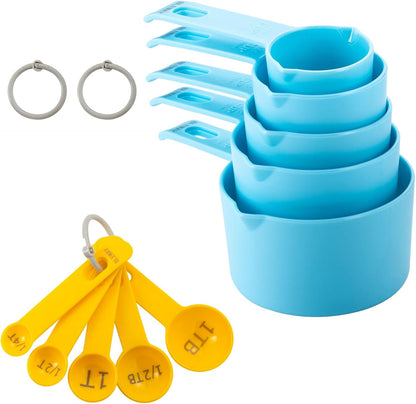 Easy to Read Measuring Cups & Spoons Set for Visually Impaired, Stackable Cups and Spoons, Nesting Measure Cups