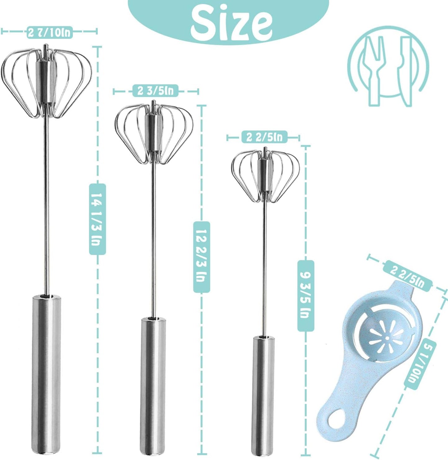 Semi-automatic Whisk, Stainless Steel Egg Beater, Hand Push Rotary Whisks Mixer Stirrer for Making Cream, Whisking, Beating and Stirring (3 Color)