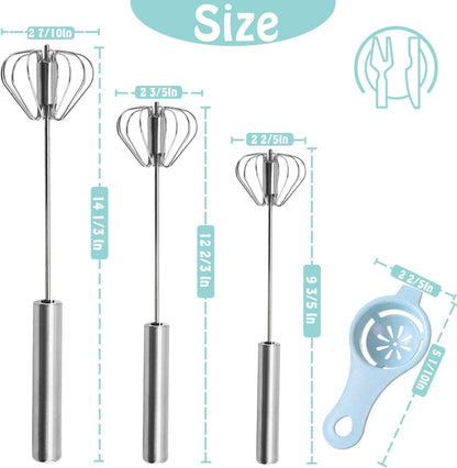Semi-automatic Whisk, Stainless Steel Egg Beater, Hand Push Rotary Whisks Mixer Stirrer for Making Cream, Whisking, Beating and Stirring (3 Color)