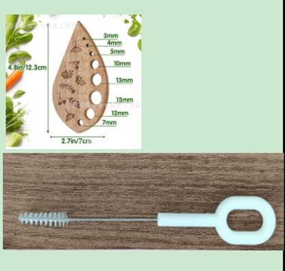 Wooden Herb Stripper 8-Hole Vegetable Leaf Separator, Herb Peeler for Quick Leaf Stripping for Kale, Collard Greens, Thyme, Basil, Rosemary Stripper Kitchen Gadget