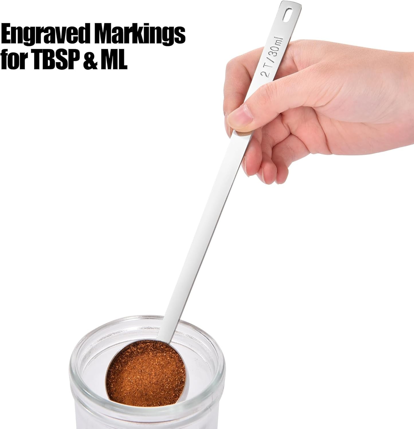 18/8 Stainless Steel Coffee Scoop, Doosu Food-Grade Metal Measuring Spoon with 6.9in Long Handle, Tablespoon Scooper for Coffee Beans, Ground Coffee, Espresso, Protein Powders, Tea, Sugar (1 Tbsp)