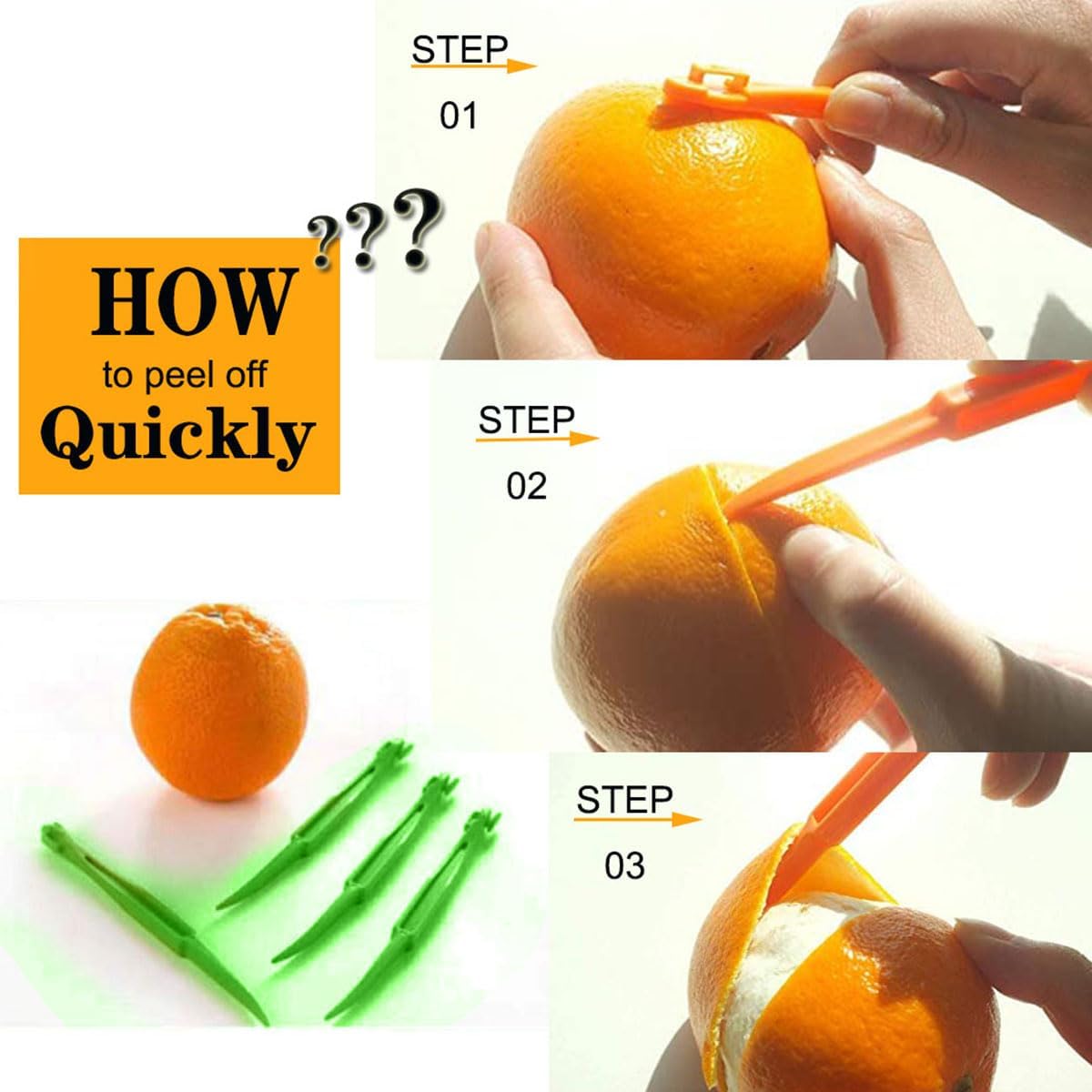 Orange Peeler Tools Citrus Peel Cutter Easy Fruit Vegetable Slicer Lemon Opener Remover Fruit Tool Kitchen Utensils Gadgets (2PCS Dual)