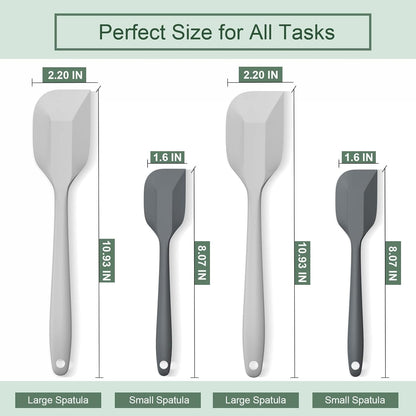 Silicone Spatula Set, Premium Spatulas Silicone Heat Resistant 2 Small & 2 Large Flexible Scraper for Nonstick Cookware, Rubber Spatula for Kitchen Mixing Baking Cooking Use, Soft Spatula - Set of 4