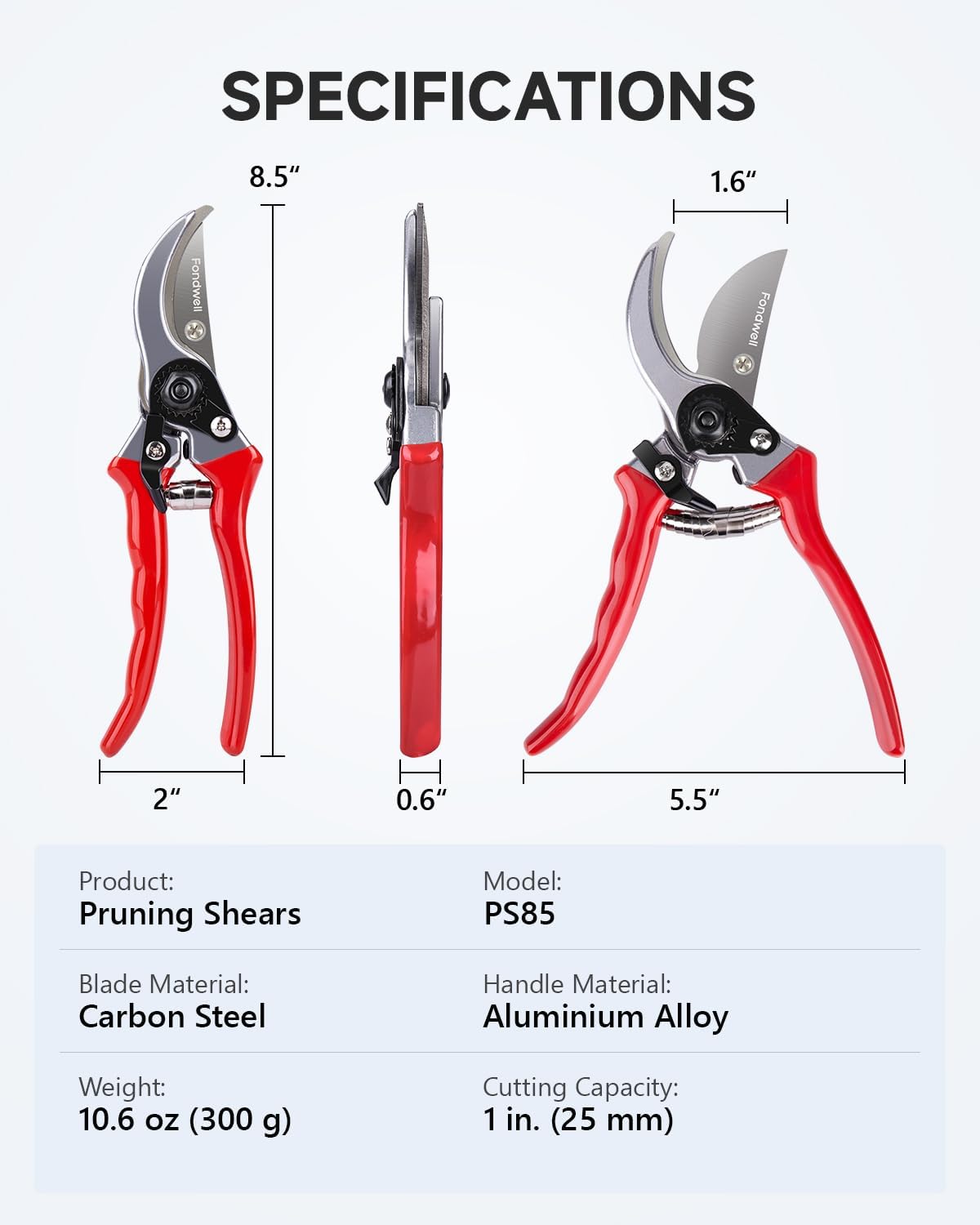 Fondwell 6.5" Pruning Shears Trimming Scissors: 2 Pack of Small Garden Snips with Micro Tip - Plant Clippers of High Cutting Efficiency