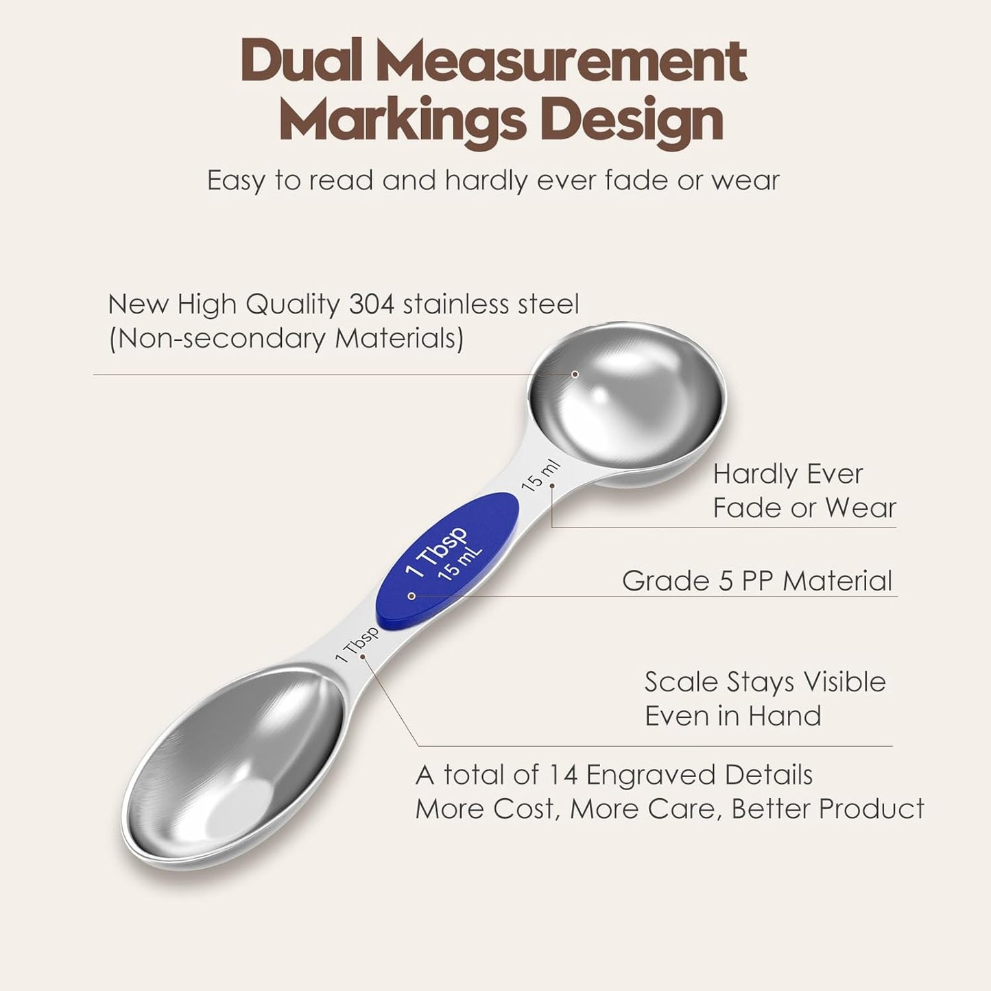 Magnetic Measuring Cups and Spoons Set - 304 Stainless Steel | Dual-sided Design | Set of 15 with Leveler | Strong N52 Magnetic Nesting Design | for Dry & Liquid Ingredients (Black)
