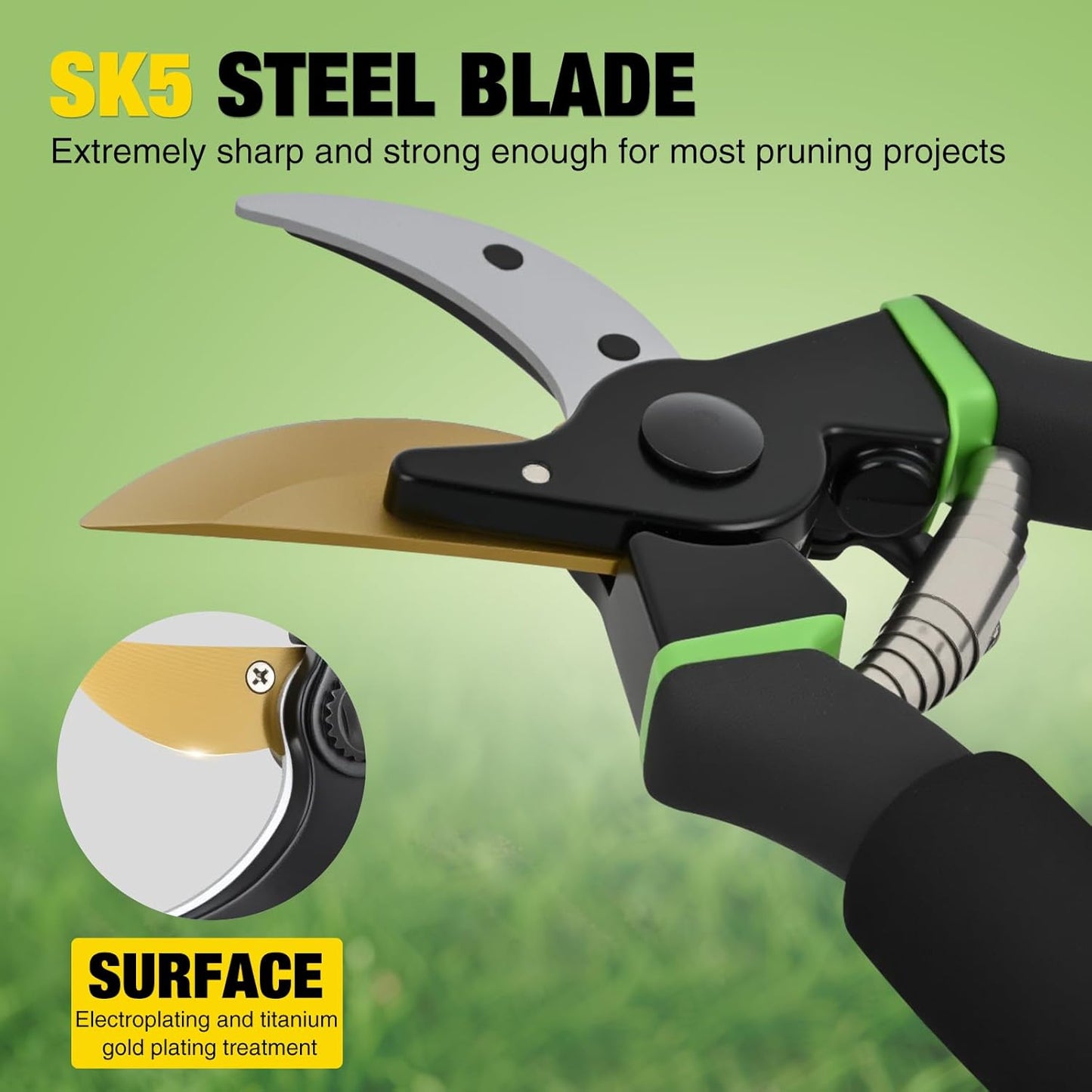 Yesker Pruning Shears Garden Shears 7.8" Professional Garden Scissors Sharp 65 Manganese Steel Blade Heavy Duty Clippers Hand Pruners for Cutting Fresh Flowers Branch Plant Trimming Gardening Tools