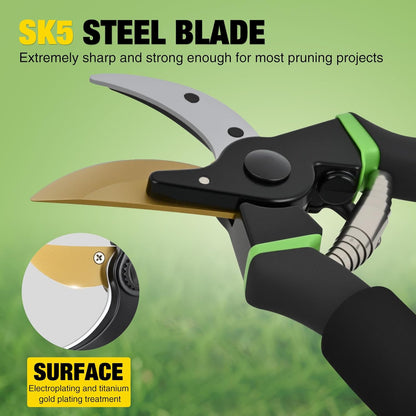 Yesker Pruning Shears Garden Shears 7.8" Professional Garden Scissors Sharp 65 Manganese Steel Blade Heavy Duty Clippers Hand Pruners for Cutting Fresh Flowers Branch Plant Trimming Gardening Tools