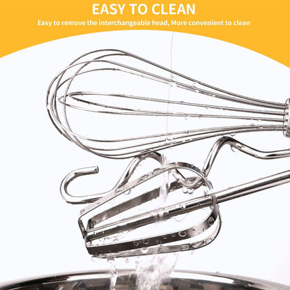 homicozy 3-Piece Stainless Steel Hand Mixer Attachment Set - Whisk, Dough Hook, Egg Beater for Drills - Dishwasher Safe, 9.8 Inch (Drill Not Included) (9.8inch)
