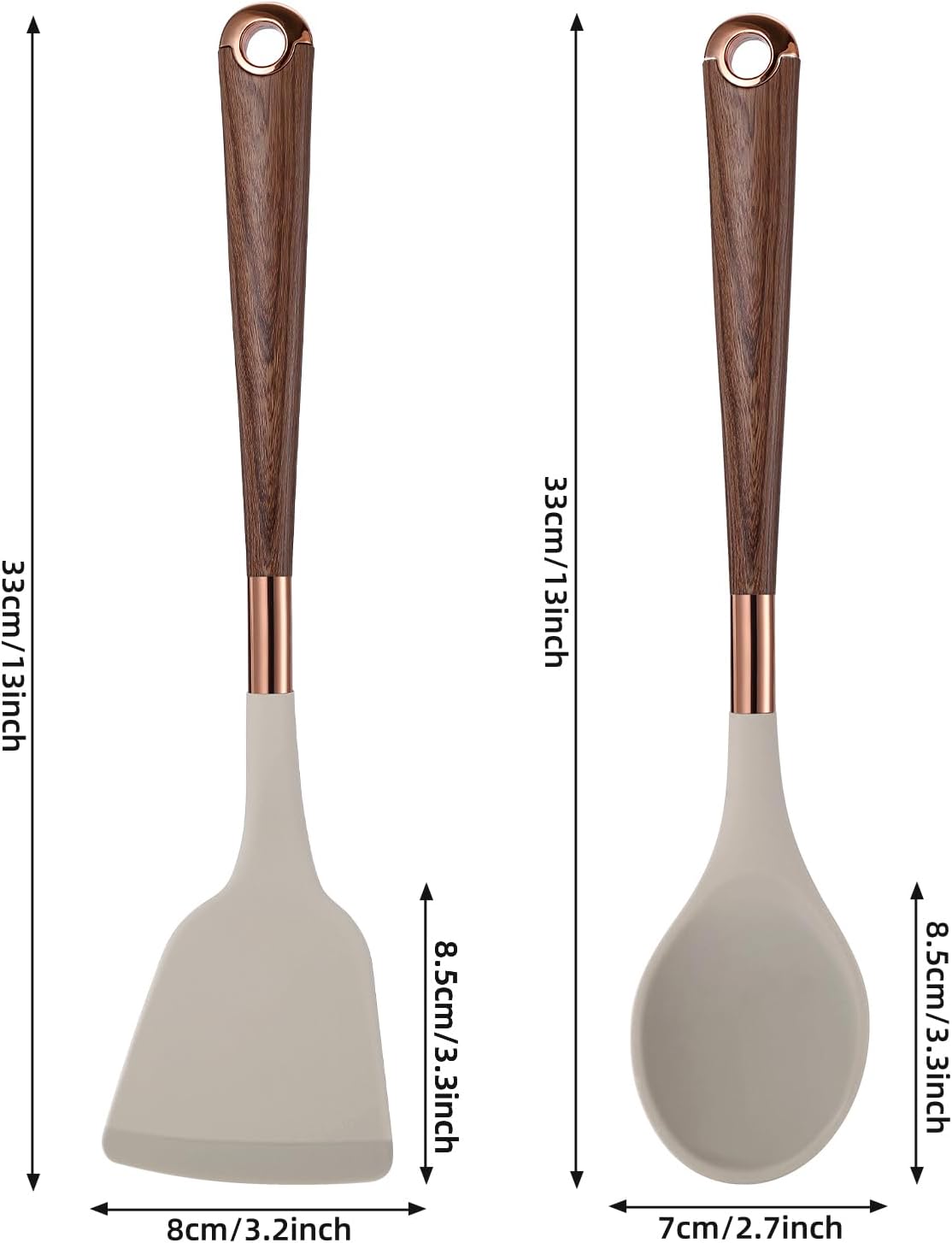 MANJIA Silicone Spatulas Set, Nonstick Silicone Spoon & Turner Spatula Set, Serving Spoon kitchen Spatula for Cooking Fish, Eggs,Flipper, Cooking Utensils Set 2pcs (white-spoons)