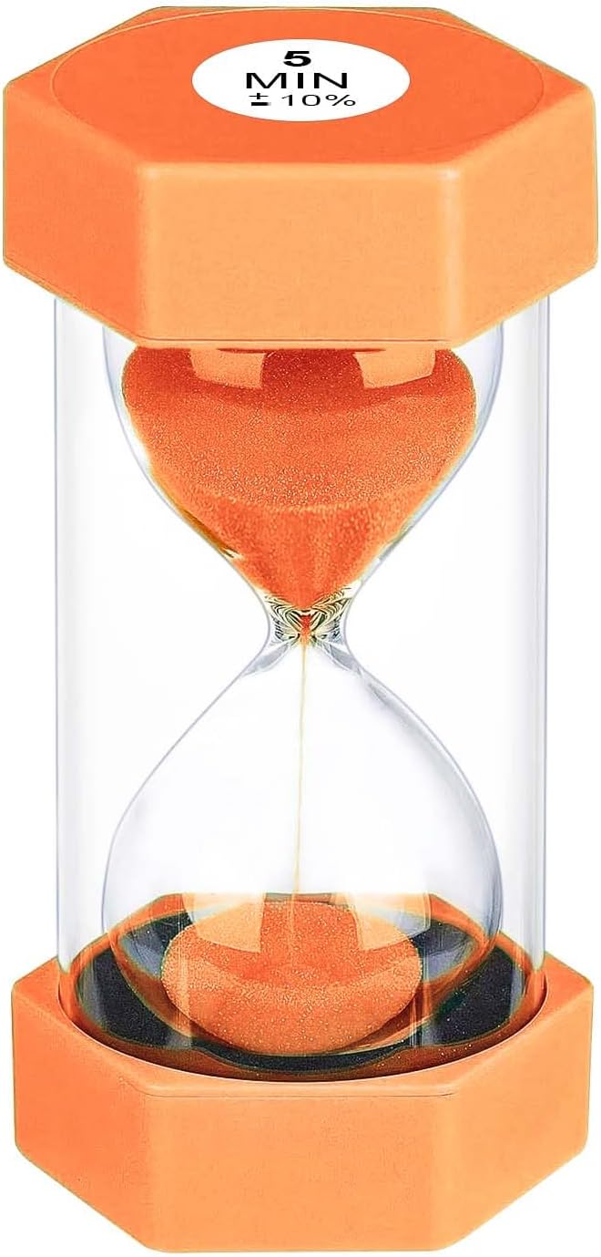 5 Minute Hourglass Sand Timer, Plastic Hexagon Hourglass Sand Clock 5 Min, Reloj De Arena 5 Minutos,Unbreakable Green Hour Glass Sandglass for Classroom Games Kitchen (Green)