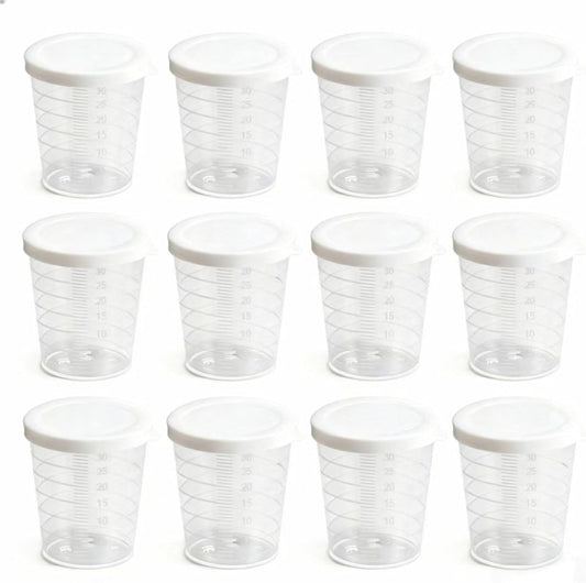 Plastic Measuring Cups, 100ml, Set of 15, for Liquid Measurement and Scientific Experiments