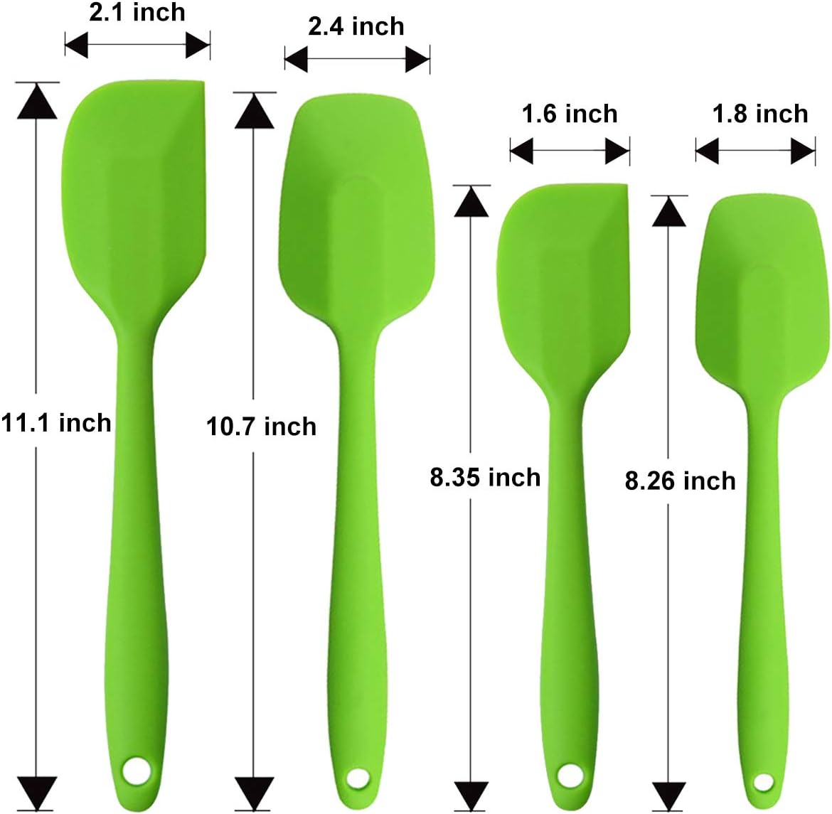Silicone Spatulas Set of 6, Rubber Spoon Spatula Heat Resistant Spoonula One Piece Design Seamless Spatula Non-Stick Scrapers Baking Mixing Tool (Black)