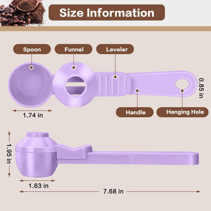 2-in-1 Coffee Scoop with Funnel, 2 Teaspoon Measuring Spoon for Reusable K Cups, Ground Coffee, Protein Powder & Tea, Mess-Free Plastic Design (Pink)