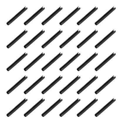 MECCANIXITY 25Pcs Slotted Split Roll Pins 1/2 Inch(12mm) Dia. 1-2/5 Inch(35mm) Length 65Mn Steel Spring Tension Expansion Dowels for Secure Fastening, Black - Colors A