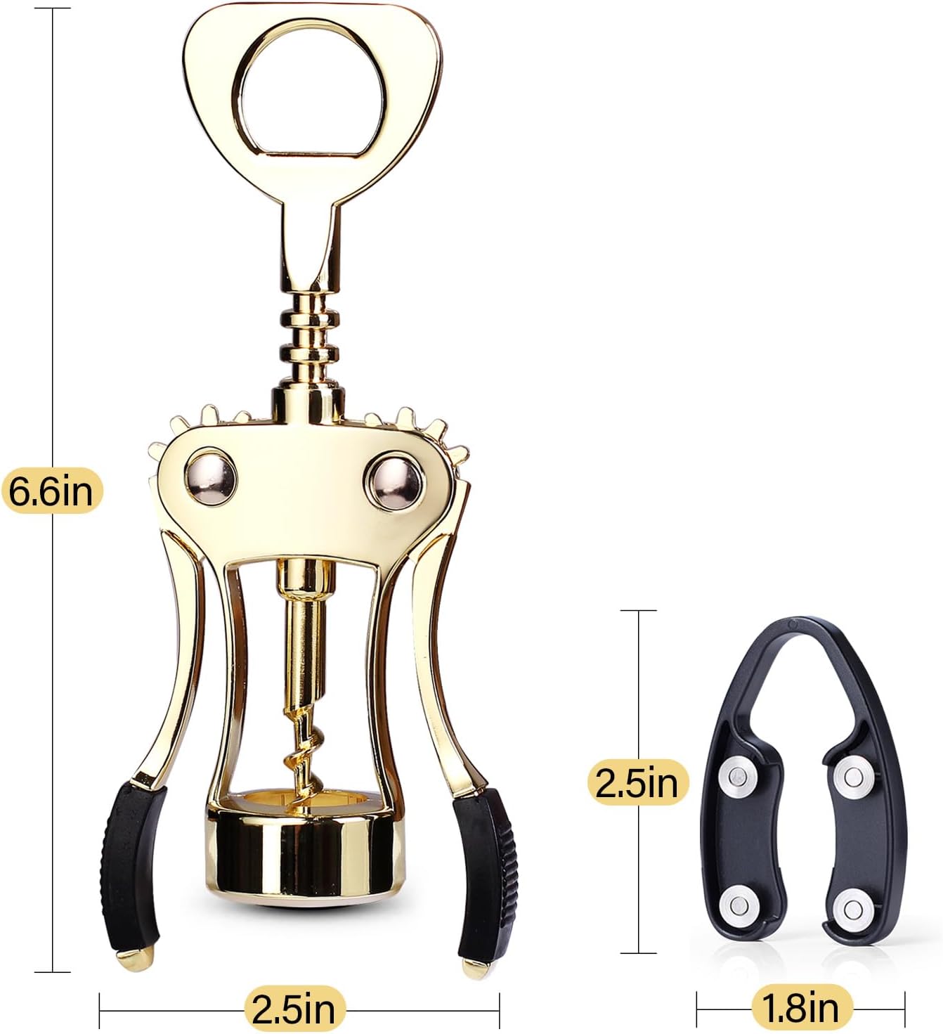 Wine Opener, Zinc Alloy Premium Wing Corkscrew Wine Bottle Opener with Multifunctional Bottles Opener, Upgrade