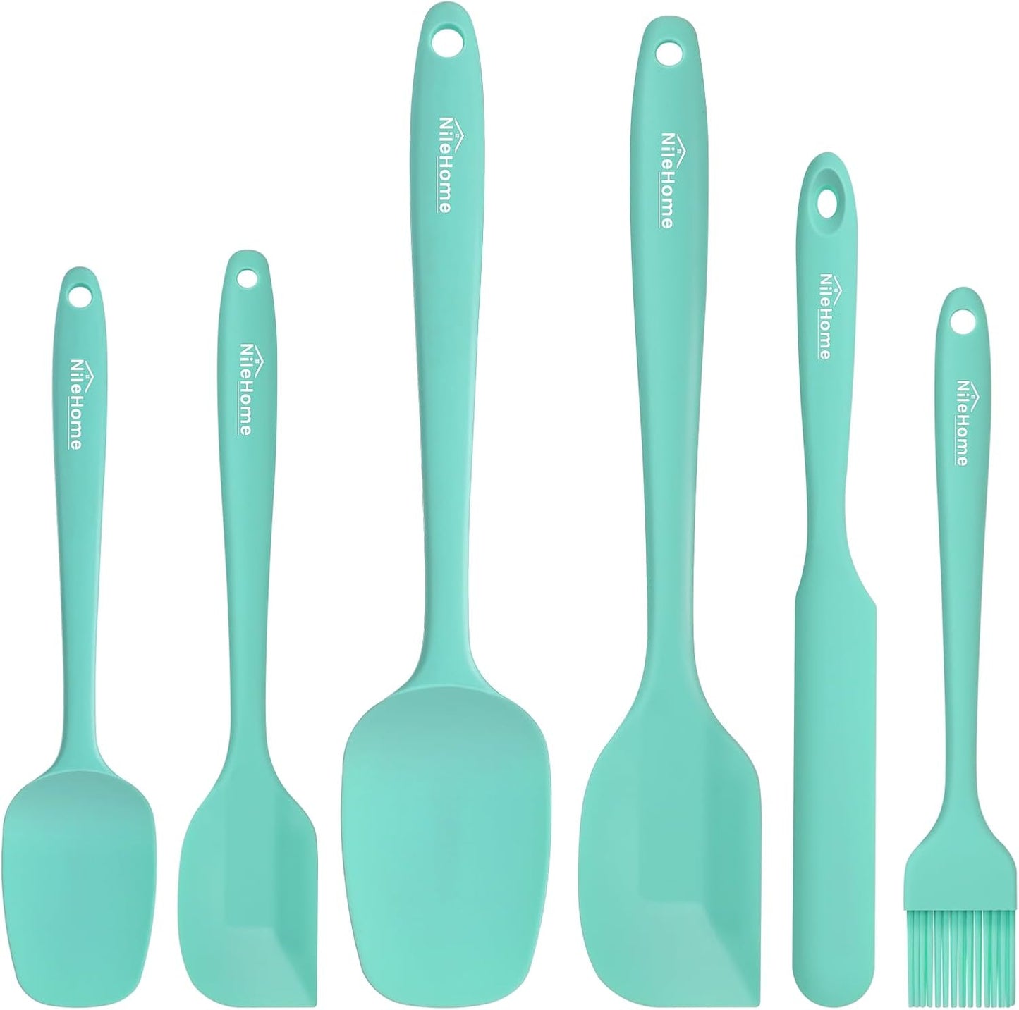 NileHome Silicone Spatula Set, 6 Pieces Food Grade Kitchen Utensils with Silicone Brush Heat Resistant Up to 600°F Dishwasher Safe BPA-Free Rubber Spatula for Scraping, Baking, Cooking, Mixing-Black