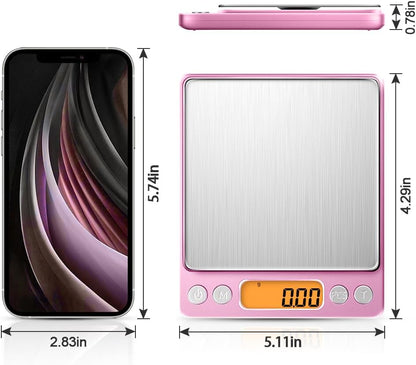 Digital Kitchen Scale with 2 Trays, Diyife 500g/0.01g High Precision Cooking Food Scale, Mini Gram Scale with LCD Display, 6 Units, Auto Off, Tare Function, Girls Gift (Batteries Included)